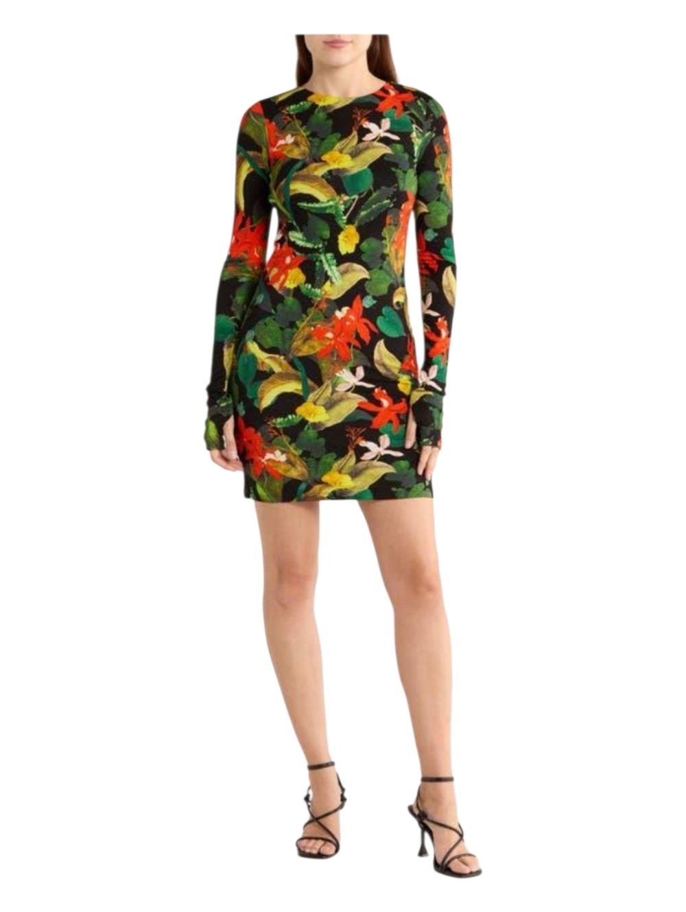 Alice + Olivia Delora Tropical Print Long Sleeve Minidress Size 2